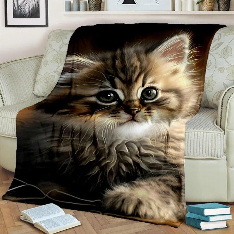 Roztomilá kočka kaliko, kočka Garfield, perská kočka, kreslená deka Ragdoll, měkká deka pro domácí ložnici přikrývka na pohovku pro děti
