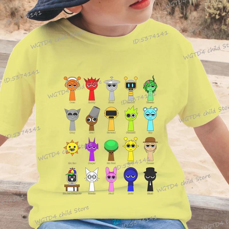 Nuova T-shirt Sprunki per Bambini Cartone Animato Gioco Sprunki Stampata Top Magliette Ragazzi Ragazze Casual Manica Corta T-shirt Estate Abbigliamento per Bambini