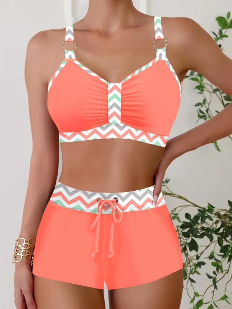 

Женский сексуальный повседневный купальник в стиле отпуска с регулируемыми бретельками и принтом в виде наконечника стрелы, комплект бикини S-6XL L