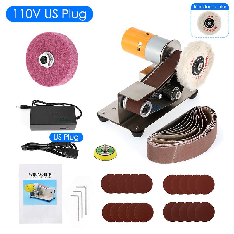 220V Mini Electric Belt Sander Machine Cutter Edges Sharpener DIY Grinding Polishing Sander Grinder Power Tools 110V