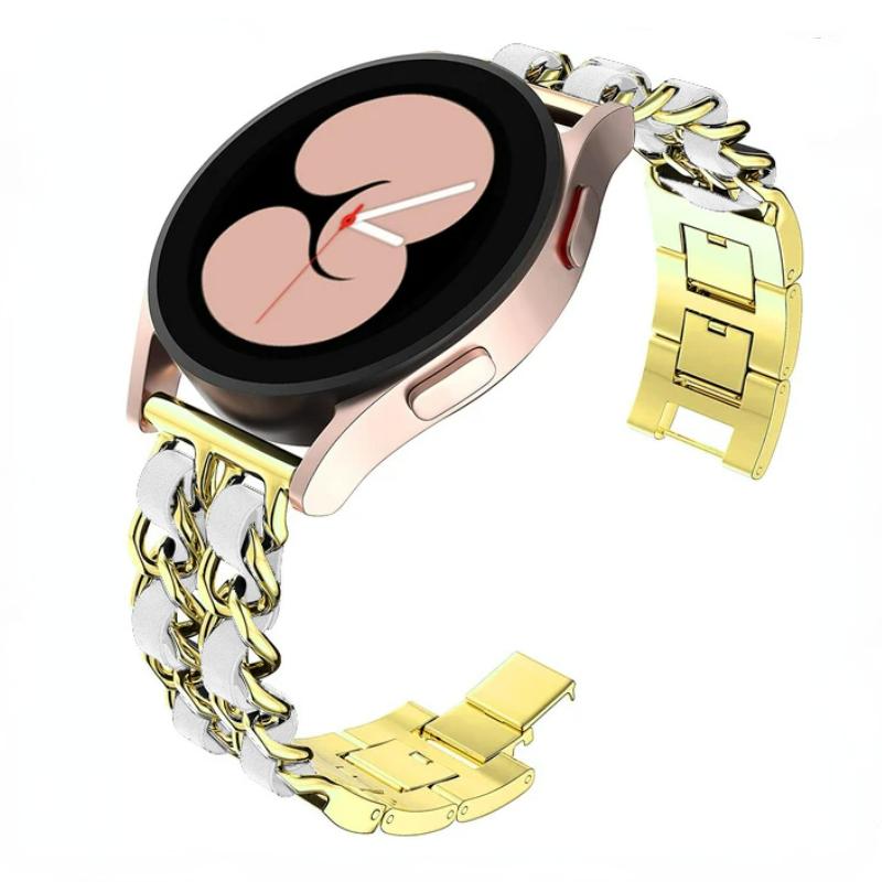 22mm 20mm Leather+Metal Strap for Samsung Galaxy Watch 7 6 5 4 40mm 44mm Replaceable Bracelet for Huawei Watch GT6/5/4 46mm Band