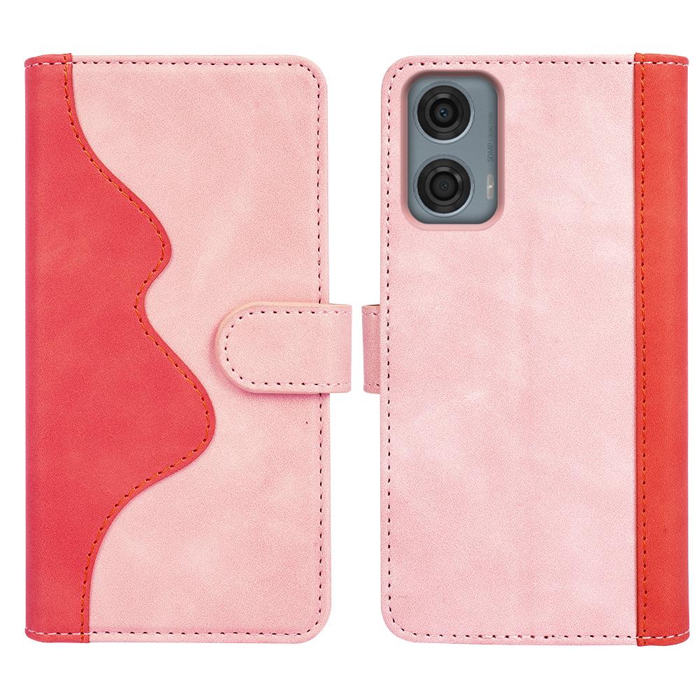 For Motorola Moto G24 Power Wallet Case Leather Phone Cover Splicing Color