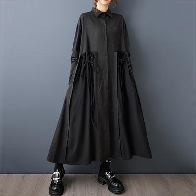 Casual Autumn New Dark Style Cinched Waist Dress GJ1224
