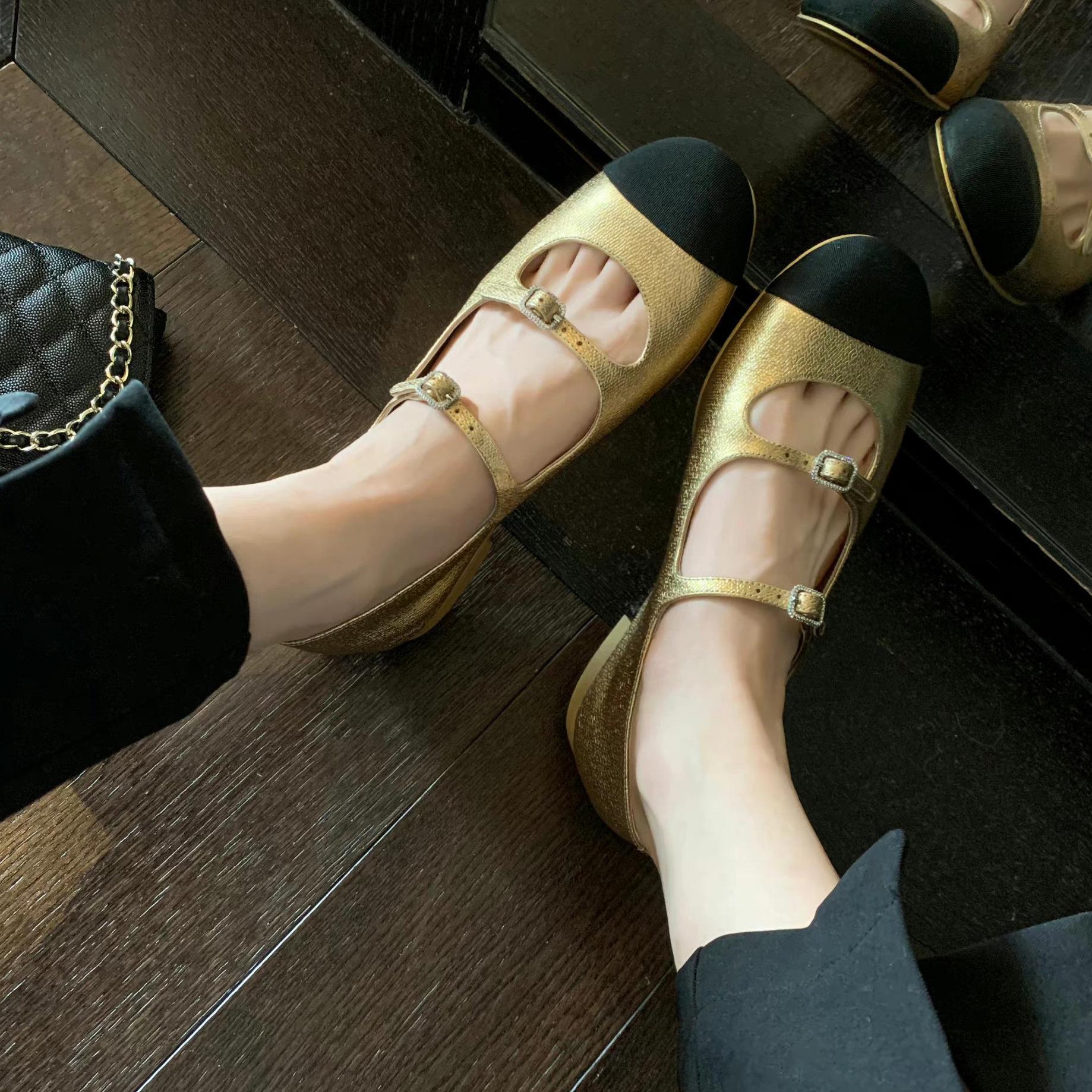 

Версия из овчины~ Ретро французские кожаные балетки Xiaoxiangfeng, универсальные женские туфли-лодочки Мэри Джейн с мелким вырезом, ladyshoes 40