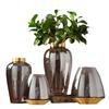 Modern Hydroponic Glass Vase Metal Base Flower Arrangement Countertop Decoration Luxurious Exquisite Flower Vase Home Decoration