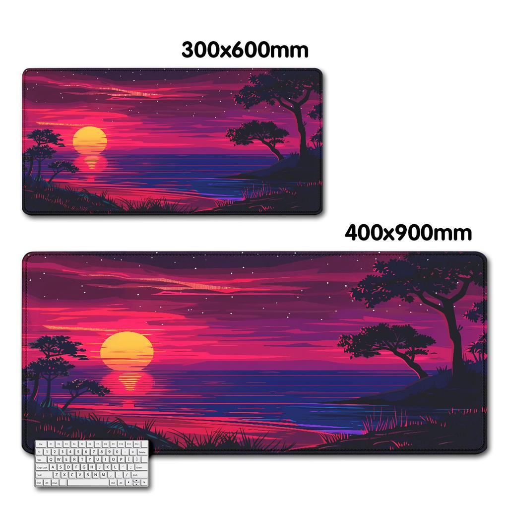 500x1000mm HD-Druck Gummi-Mauspad Landschaft Berg Sonnenuntergang Cartoon-Mauspad XXL Erweitertes Pad Maus Computer Rutschfeste Matte