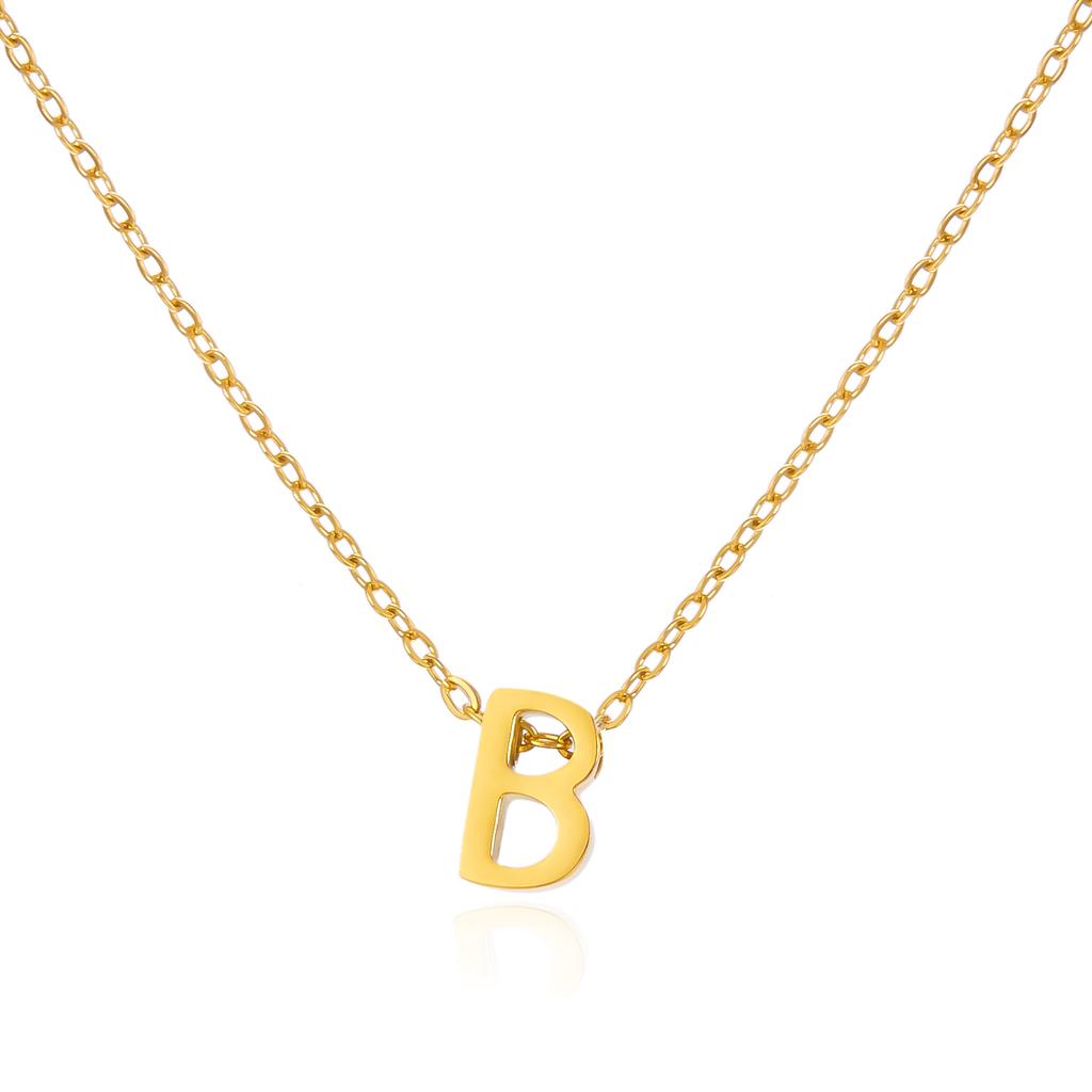 Simple Stainless Steel A-Z Initial Letter Necklaces for Women 26 Alphabet Pendant Clavicle Chain Choker Birthday Party Jewelry