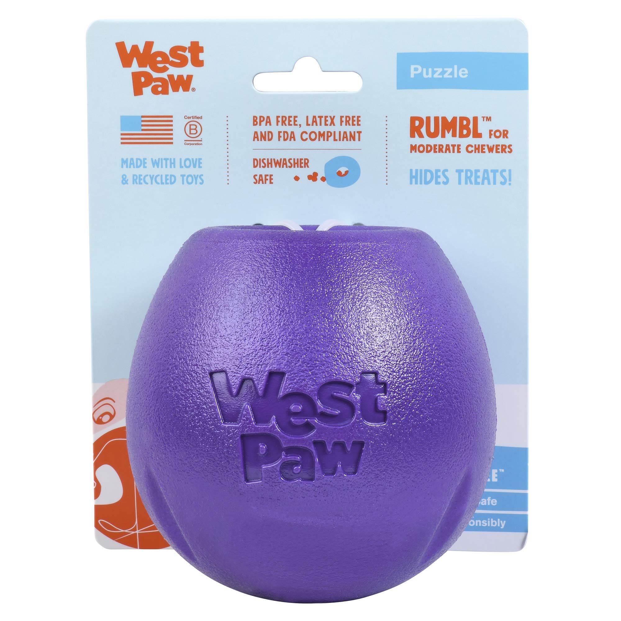 

West Paw Zogoflex Echo Rumble Баклажановый Собака Большая Игрушка, (фиолетовый) фиолетовый