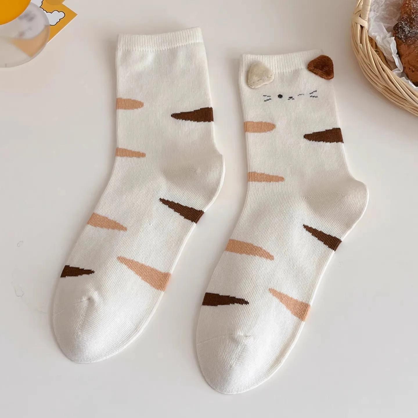 

6pairs New Fashion Cute Cartoon Socks Kawaii 3D Animal Sockings for Mid Tube Socks Soft Comfortable Sweat Absorbing Casual Socks One Size