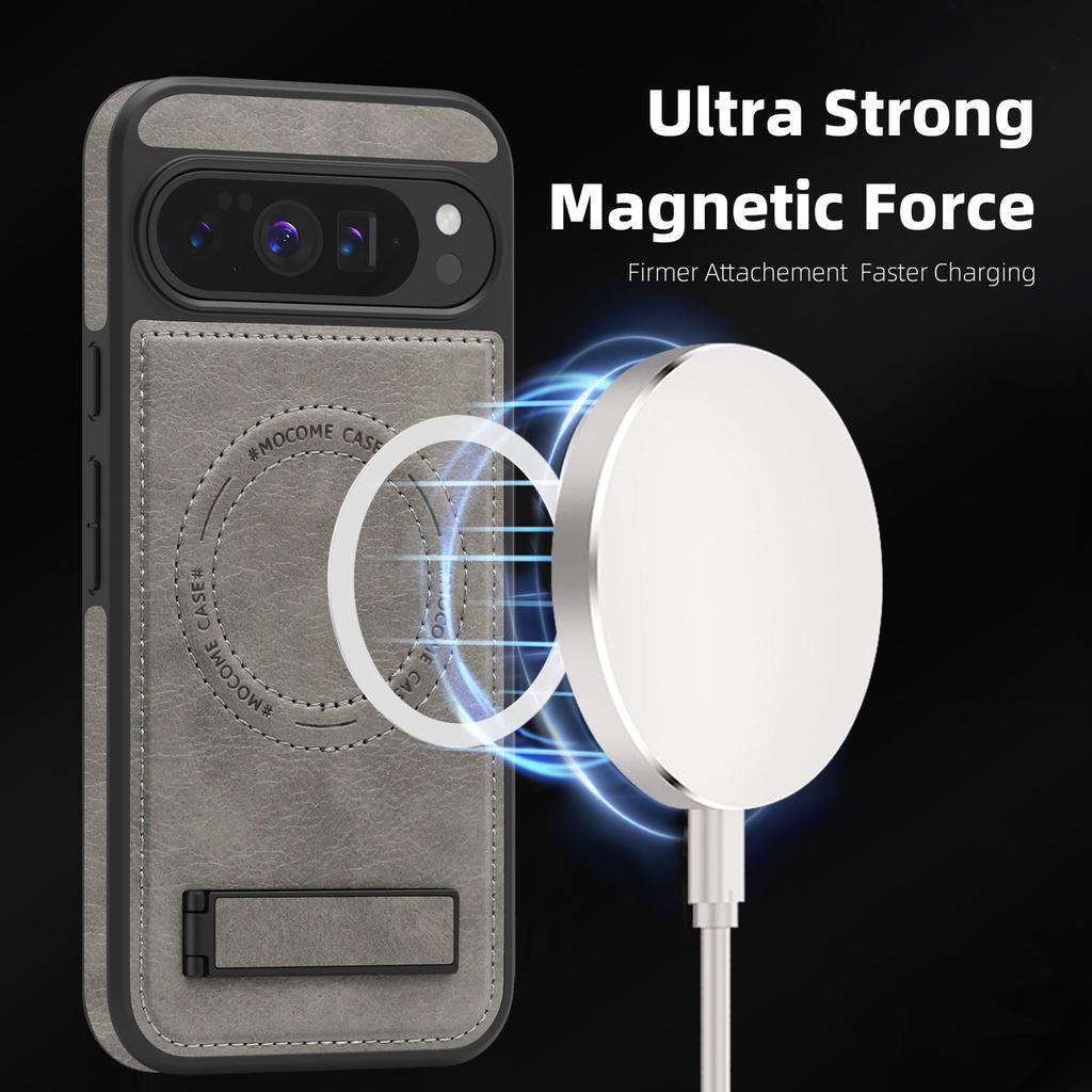 Pu Leather Phone Case for Google Pixel 10 Pro Xl 9a 9proXl 8 Pro Magnetic Charging Invisible Bracket Anti Drop Protective Cover