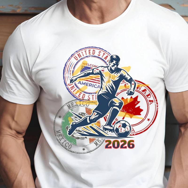 Модная женская футболка 2026 Футбол Футбол Фанат Футболка | США Канада Мексика S белый
