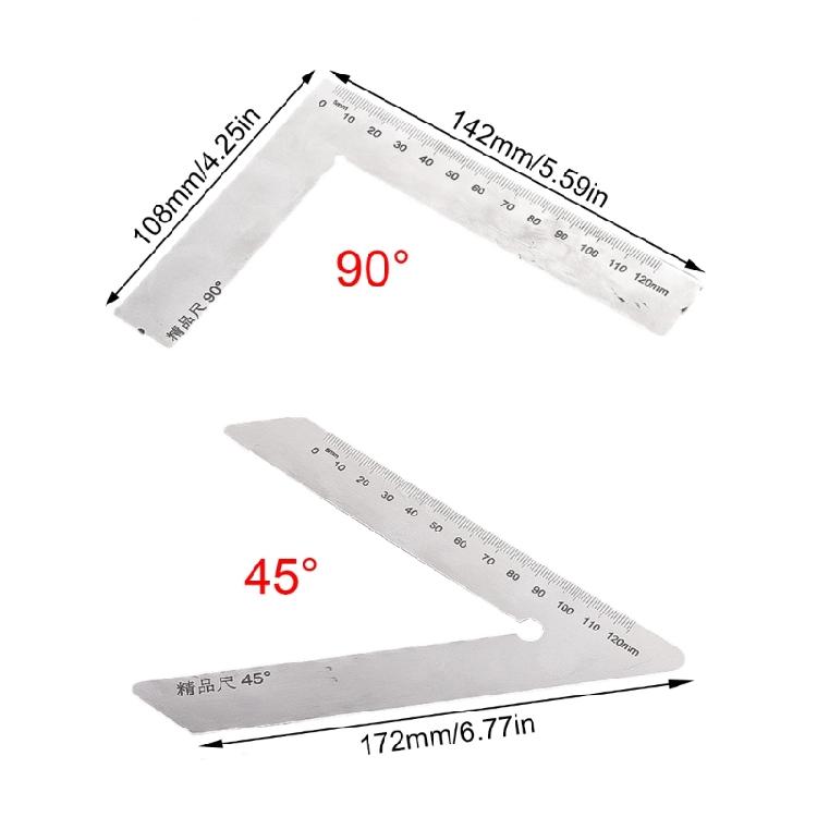Profession Stainless Steel Angled Finders Ruler Tool Measuring Device Double 45/90 Degree Scale Durability Construction