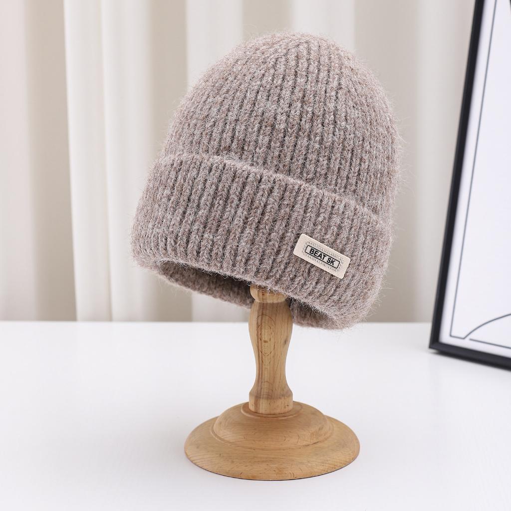 Small Face Warm Wool Hat Female Tide Autumn And Winter Versatile Letter Men Thickened Knitted Hat Cold Hat