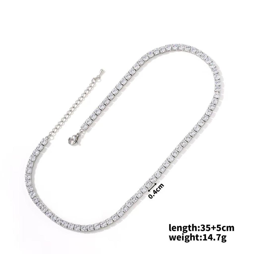 Bunte Zirkon Hip Hop Halskette: Einreihige Kristallkette Modeschmuck für Damen