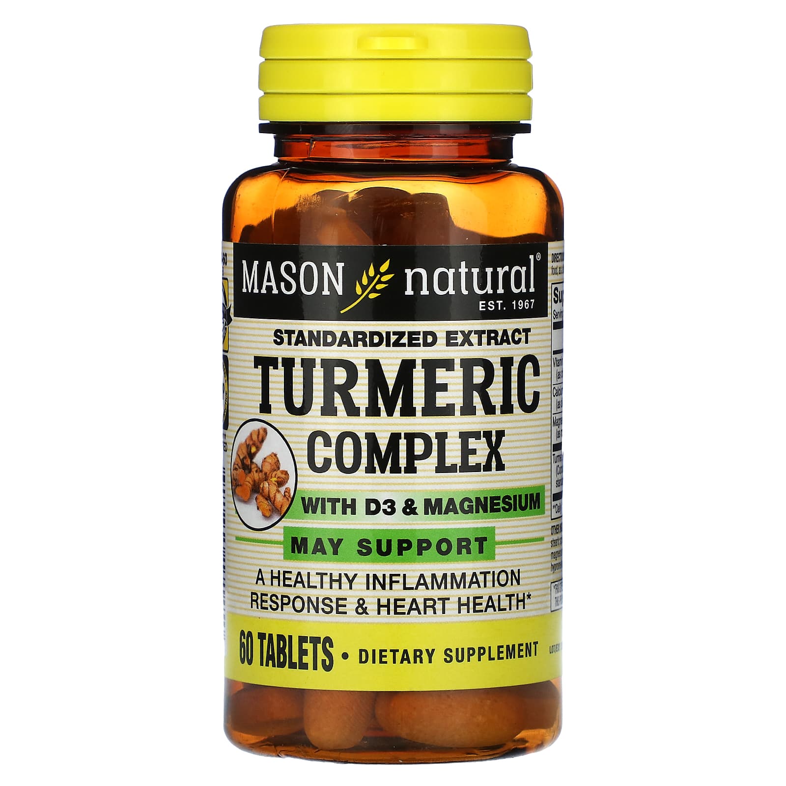 

Mason Natural, Turmeric Complex with Vitamin D3 & Magnesium, 60 Tablets
