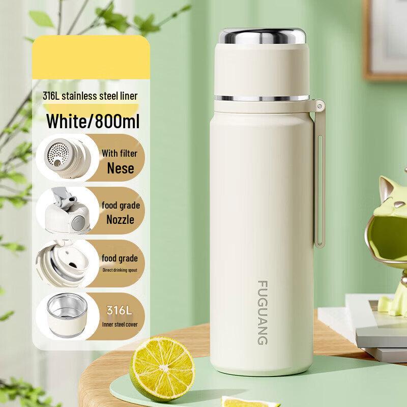 FUGUANG Zhuoxuan 800ml 316L Stainless Steel Dual-Drink Sports Bottle