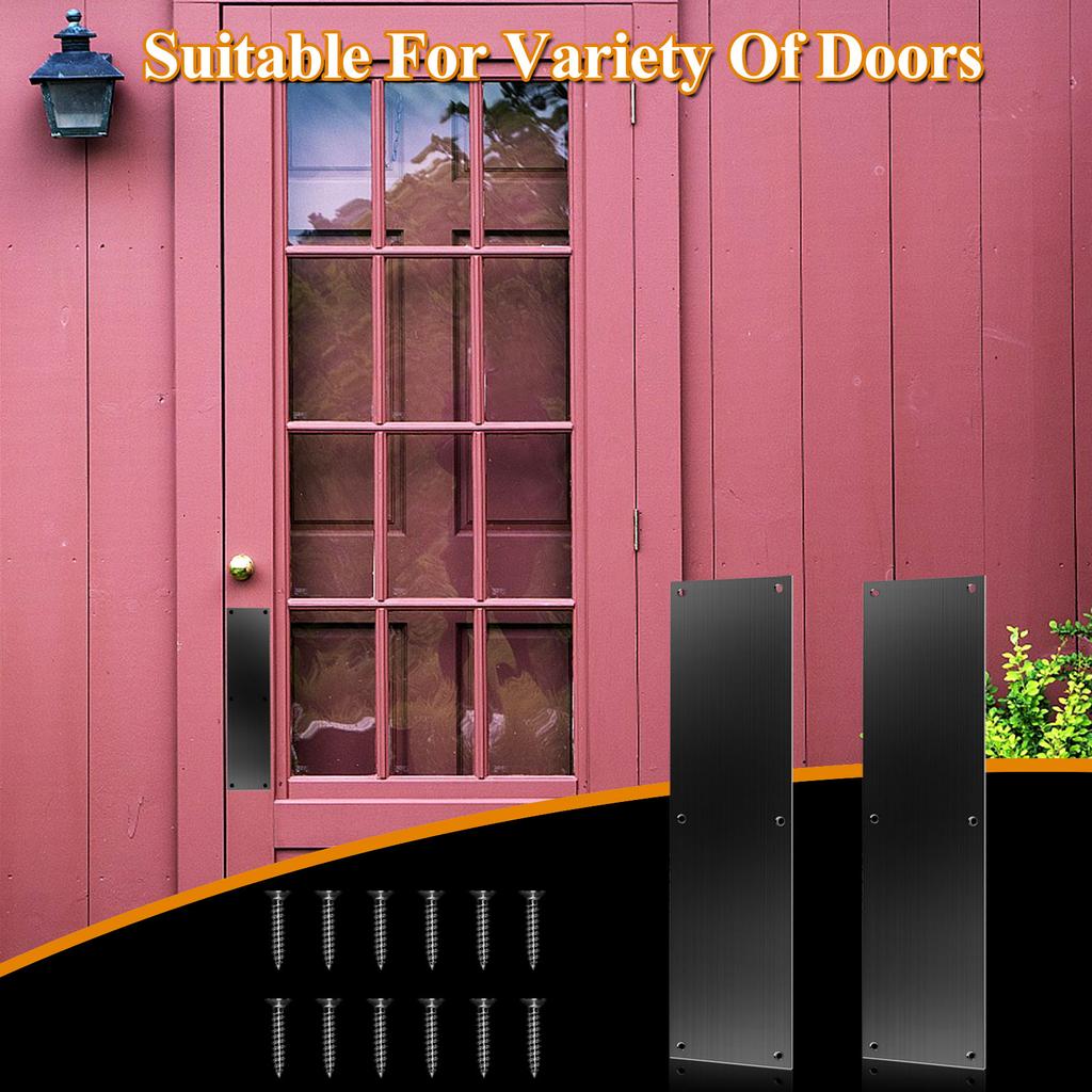 2Pcs Push Door Plate 11.5X3 Stainless Steel Door Push Plate Door Kick Plate,Brushed Doorplate Door Proection Metal Plate