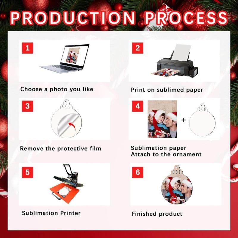 20Pieces Sublimatable Acrylic Christmas Decorations Blank Ornaments for Holiday Crafting Acrylic Crafting Accessories