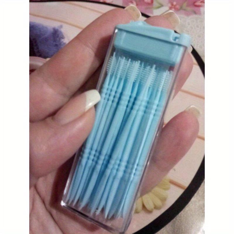 1Box Oral Care Disposable Plastic Toothpicks With Brushes Travel Teeth Cleaning Tool Two-Head Dental Floss Toothpick Random