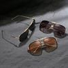 Vintage-inspired Large Frame Sunglasses for Men & Women-double Bar Copper Alloy Dark Lenses Classic Street Fashion Style