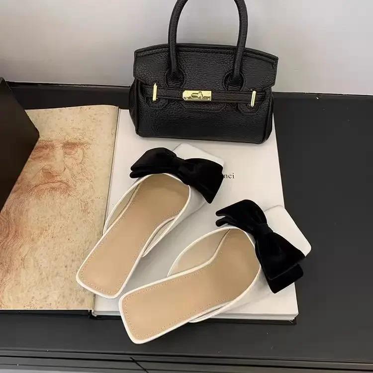 

Fashion 2025Woman Slippers Medium Heel Outside Slides Stylish for Non Slip Easy Wears Korea Style Summer Footwear 35