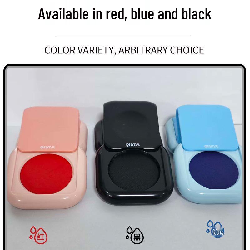 Qixing Portable Fingerprint Ink Pad - Red, Blue, Black for Office Use and Diary Stamps