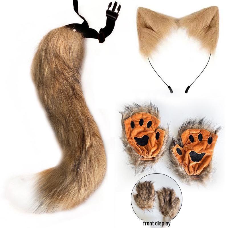 Mănuși de pluș Cosplay – Gheară de urs și lăbuță de pisică, cu degete tăiate – Accesorii drăguțe de Halloween