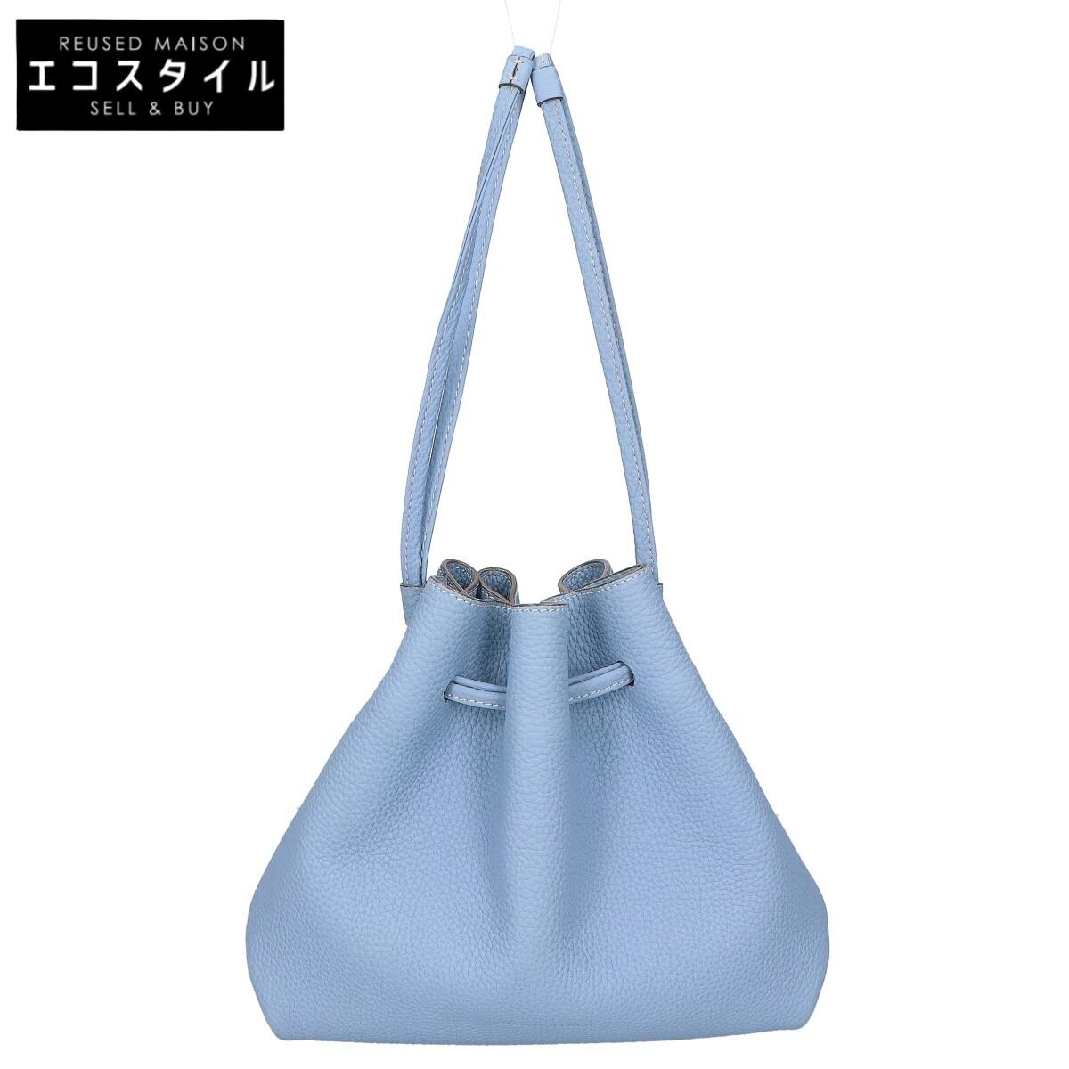 

BONAVENTURA [Beautiful Condition] Noah Bag Shrink Leather Drawstring Handbag Light blueUsed