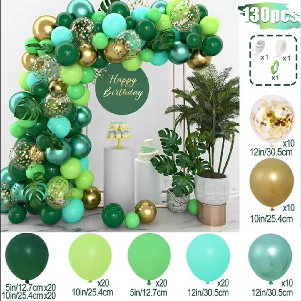 130/70pcs green balloon set, suitable for wedding, birthday, party, bachelor party decoration