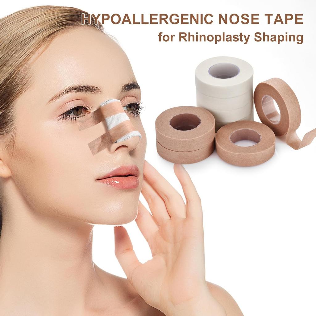 8 Rolls Beige Tape Flexible Skin Tape Breathable Nose Tape Self Adhesive Gauze Tape for Wound Injuries Swelling Sports