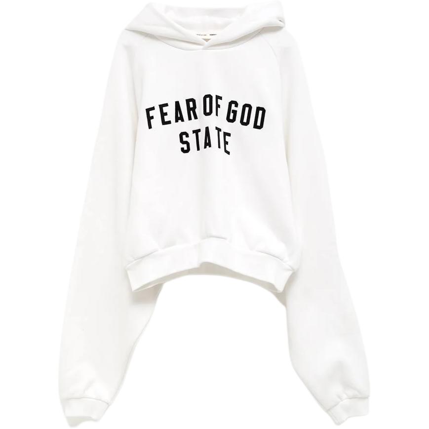 Fear Of God Essentials FW25 Ribbed Knit Cuff Raglan Sleeve Design Loose Fit Cropped Logo Embroidered Hoodie Women hoodies 192SP257824FW S