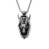Punk Ram Horn Skull Pendant, Halloween Ram Head Demon Skull Pendant Chain