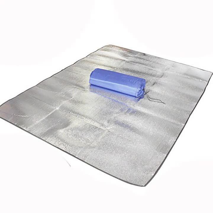 Double-Sided Waterproof Aluminum Foil Picnic Mat - Extra Large 200x200cm, Thickened & Moisture-Proof.