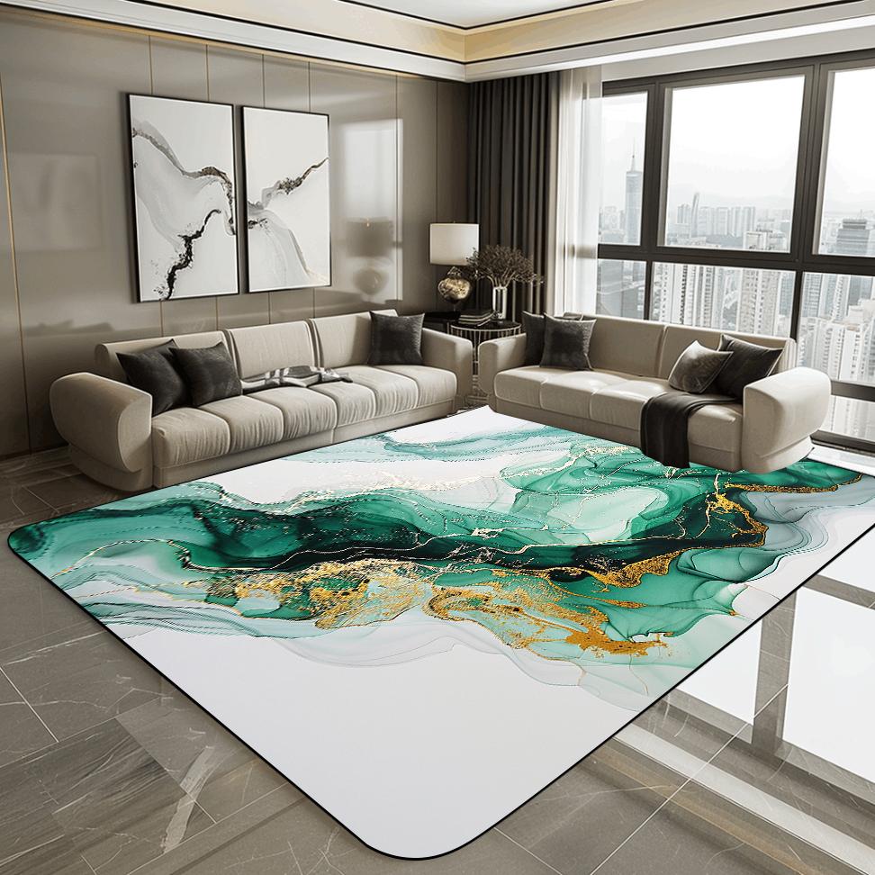 Covor Modern 3D pentru Living, Luxos, cu Decorațiune Aurie, Covoraș de Podea pentru Hol, Zona Sofa, Covor Abstract, Dormitor, Dressing, Covor Moale, Antiderapant