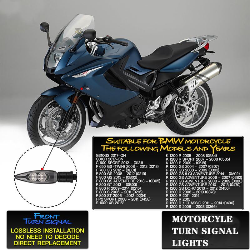 2Pcs Motorcycle Front Indicator Blinker Lamp 12V Moto LED Turn Signal Light For G310GS G310R F 650 700 800 GS K 1200 R SPORT