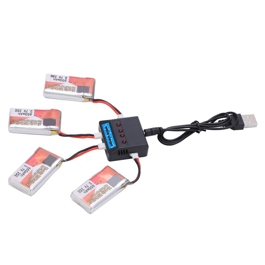 650mAh 3.7V 1 for 4 Batteries Pack for Remote Control Drone Airplane Helicopter Car