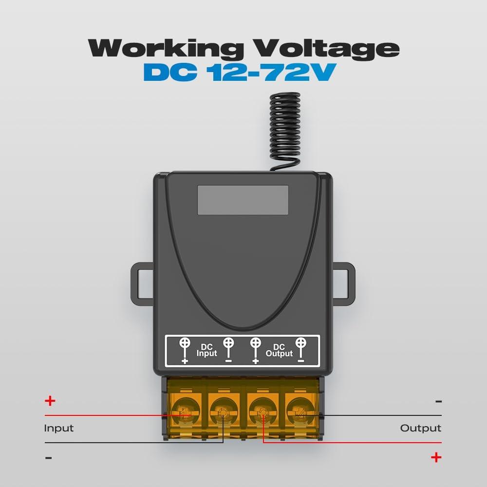 12v/24v/48v/72v Wireless Remote Switch 30A with Remote Control 328ft Long Range