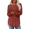 Autumn Women's Loose Fit Round Neck High Low Hem Long Sleeve Sweater Stylish Casual Top For Women Fashionable Fall Apparel