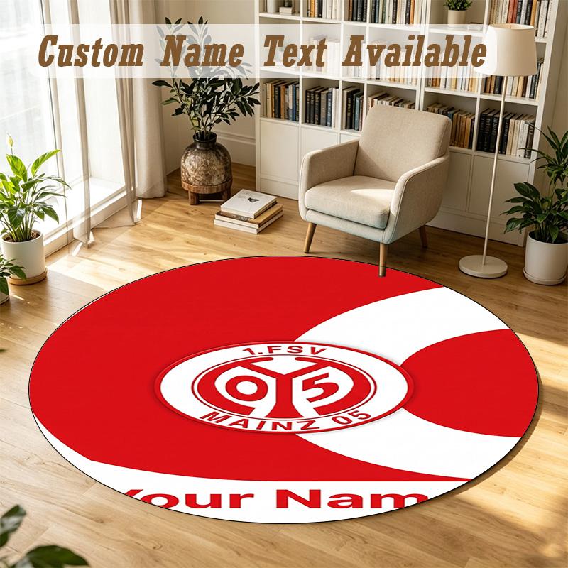 Round Rug Custom NameMainz 05 Pattern Non Slip Carpet Home Floor Decor