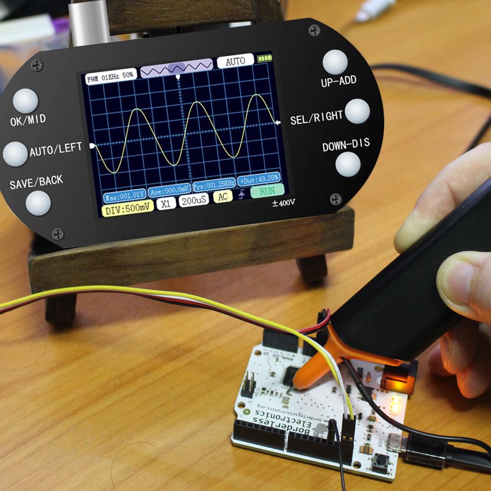 Handheld Oscilloscope 500KHz Bandwidth 2.5MHz Sample Rate Sinewave Square Wave Half Wave Sink Pulse Wave Oscilloscope Car Repair