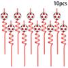 Football Themed Cartoon Spiral Straw Set with Creative Design 10PC