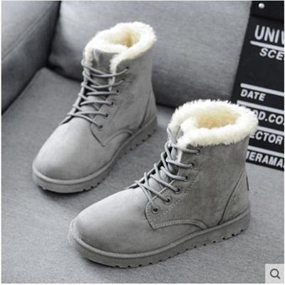 2024 Damen Winterstiefel mit runder Zehenpartie, Schnürung, flach, mit Samtfutter