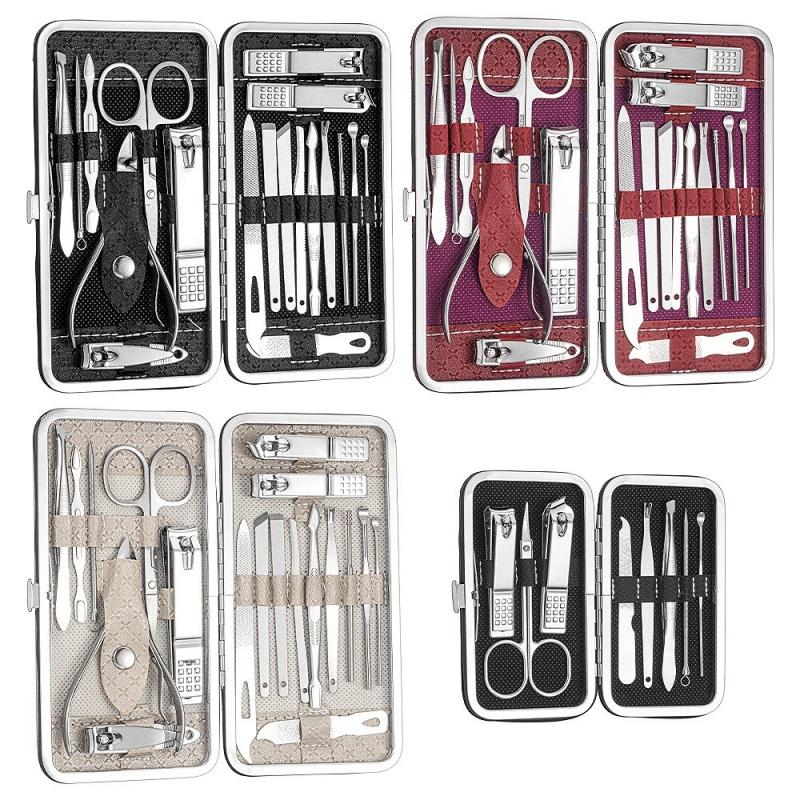 Professional 19 in 1 Nail Care Kit Stainless Steel Nail Clippers Set with Ear Spoon Pedicure Tools for Beauty Grooming