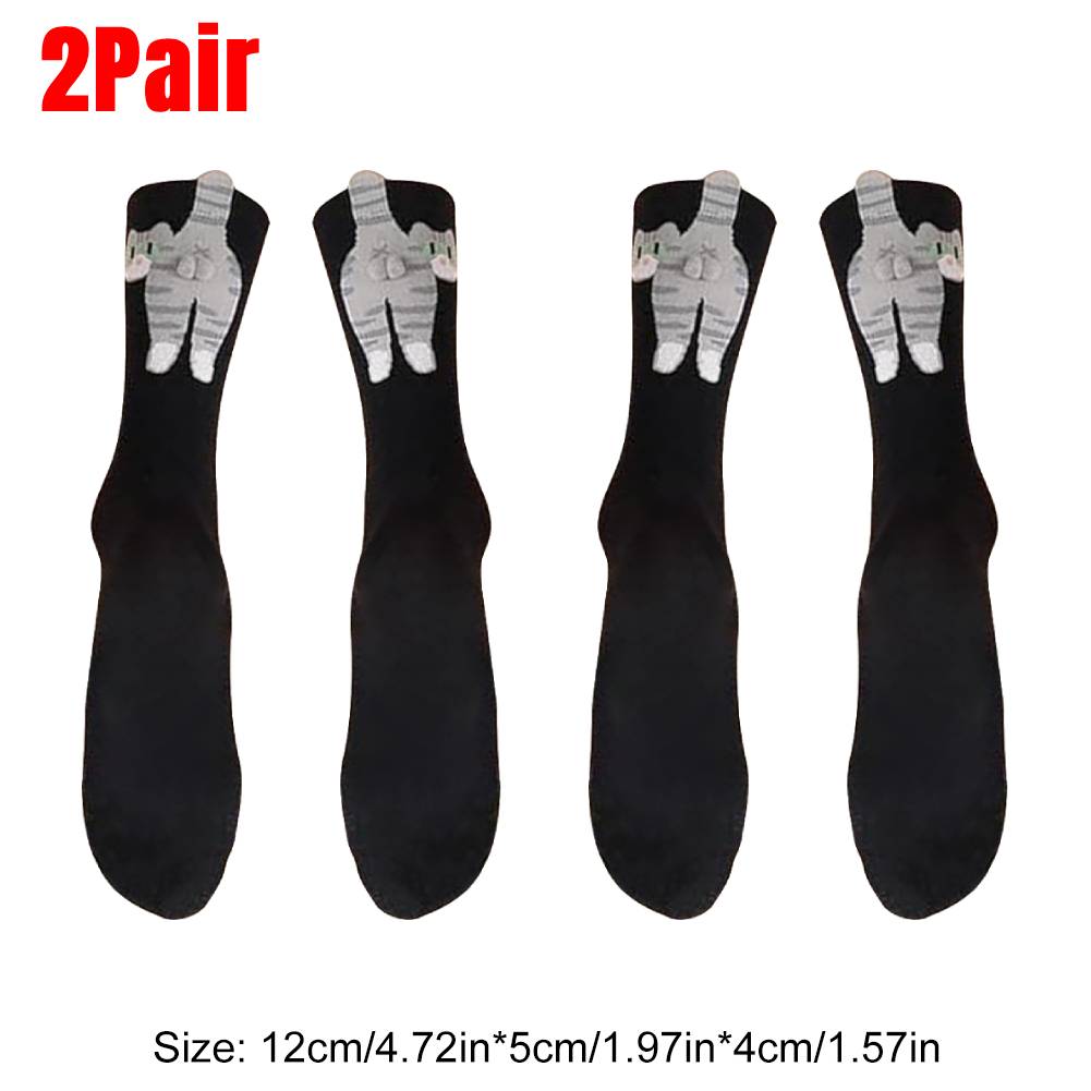 1/2Pairs Cute Cat Socks with Balls Funny Soft Cotton Socks Breathable Middle Tube Socks Novelty Gifts for Women Girl Cat Lovers