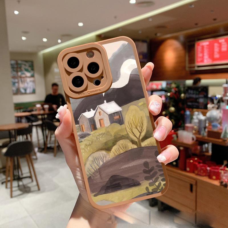 Watercolor Painting Phone Case for IPhone 13 12 11 14 Pro Max X XR XS Cloud Scenery Soft Silicone Cover for IPhone 8 7 Plus SE2