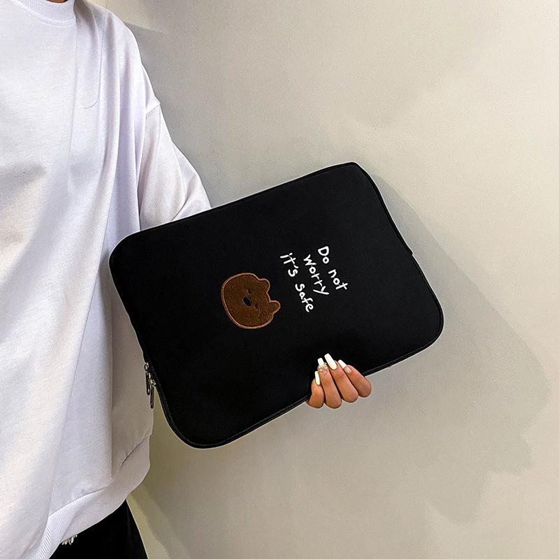 Korean Cute Embroidered Anti-Collision Tablet & iPad Bag with Fleece Lining (11/13/14 Inch)