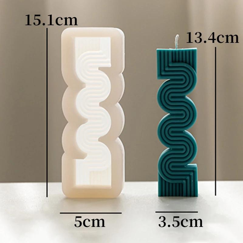 3D Geometric Wave Stripe Shape Candle Silicone Mold Easy To Release Aromatherapy Gypsum Soap Resin Mould Kit DIY Crafts Making