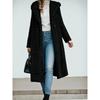 Cross-border Supply 2025 Autumn and Winter Fashion Long Net Color Long-sleeved Hooded Woolen Women's Coat