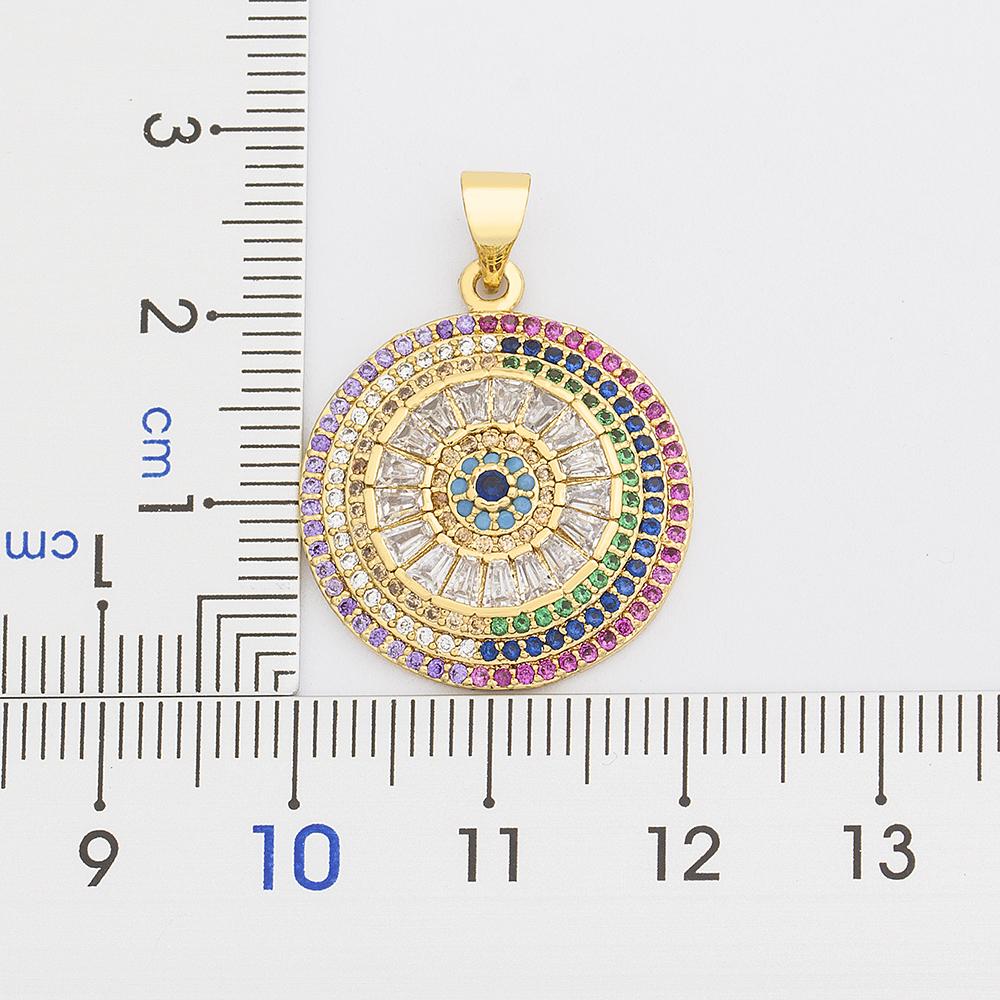Nidin New Design Turkish Evil Eye Round Pendant Trendy Girs Zircon Lucky Jewelry Colorful Necklace Best Birthday Party Gifts
