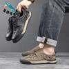 Men's Shoes 2025 Summer Casual Hollow Hole Shoes Breathable Sandals Men's Soft-soled Cool Leather Shoes